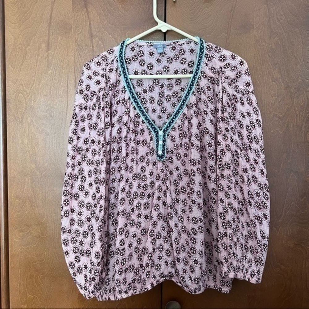 aerie Boho Themed XL Gauze Pullover Top Sweet Teal Neckline❤️